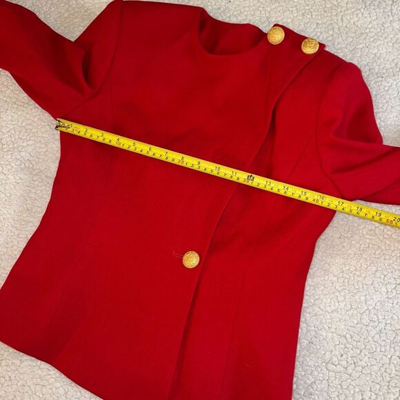 Kasper ASL Petites Size 4 Red 100% Wool Long Sleeve Button Blazer Jacket NWT - Picture 7 of 10